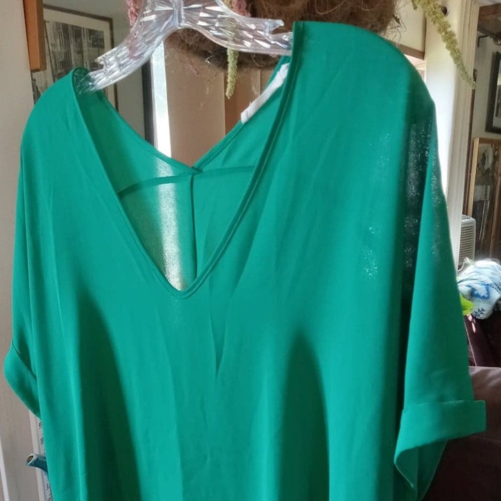Nicely worn Lush Green silky top